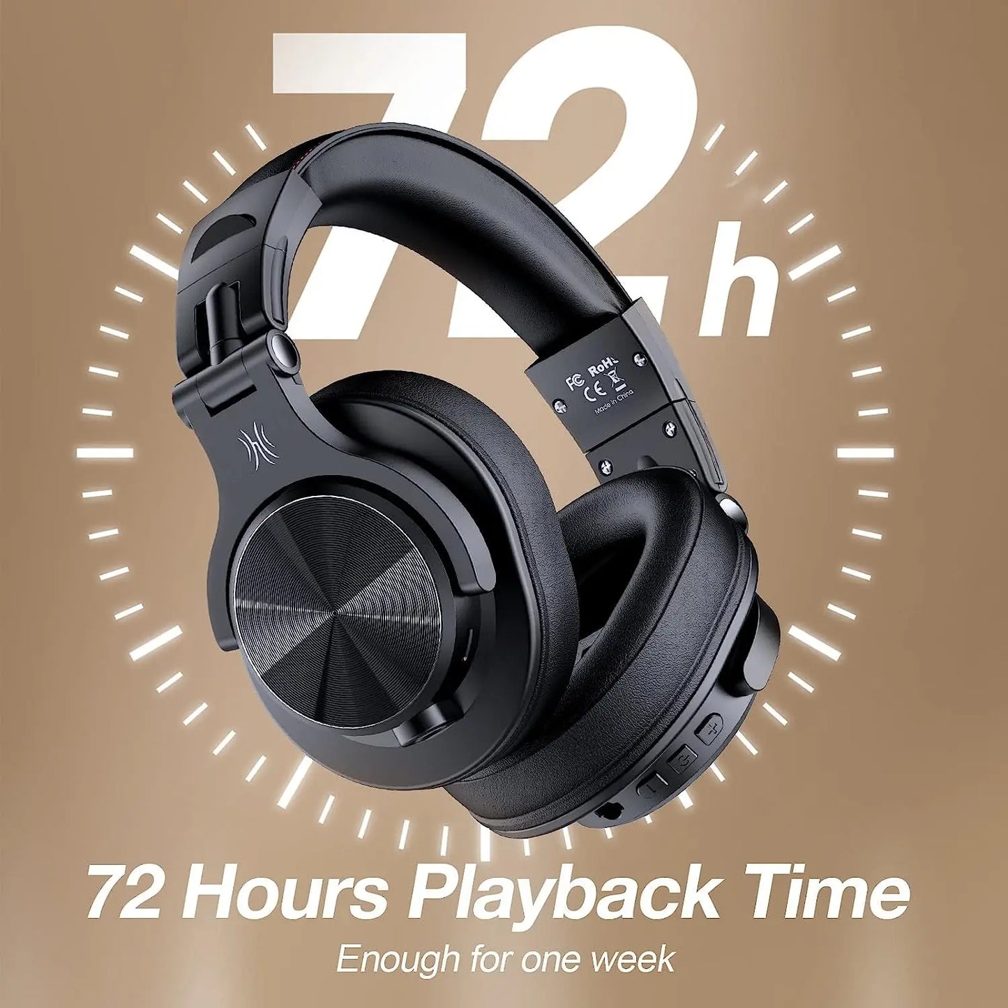 A70 Bluetooth 5.2 Headphones Hi-Res Audio Over Ear Wireless Headset Professional Studio Monitor DJ Headphones 72H